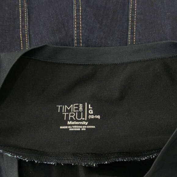 Time And Tru Womens Maternity Dark Blue Denim Shorts Size L Stretch High Pannel - Picture 3 of 10